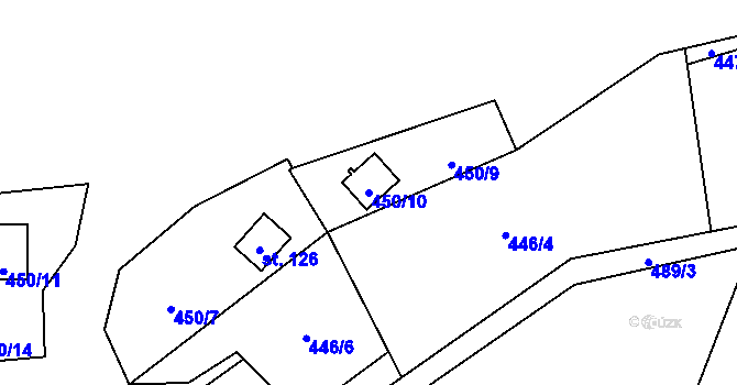 Parcela st. 450/10 v KÚ Chlébské, Katastrální mapa