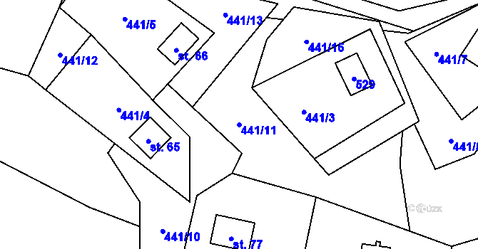 Parcela st. 441/11 v KÚ Chlébské, Katastrální mapa