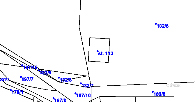 Parcela st. 113 v KÚ Chlébské, Katastrální mapa