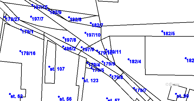 Parcela st. 179/10 v KÚ Chlébské, Katastrální mapa