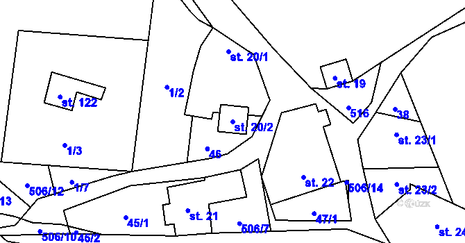 Parcela st. 20/2 v KÚ Chlébské, Katastrální mapa