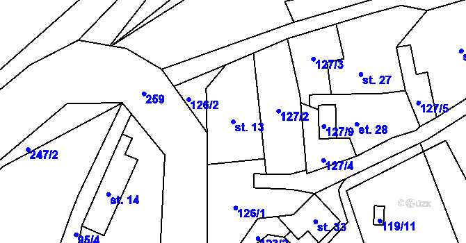 Parcela st. 13 v KÚ Skorotice, Katastrální mapa