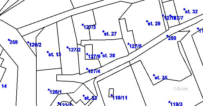 Parcela st. 28 v KÚ Skorotice, Katastrální mapa