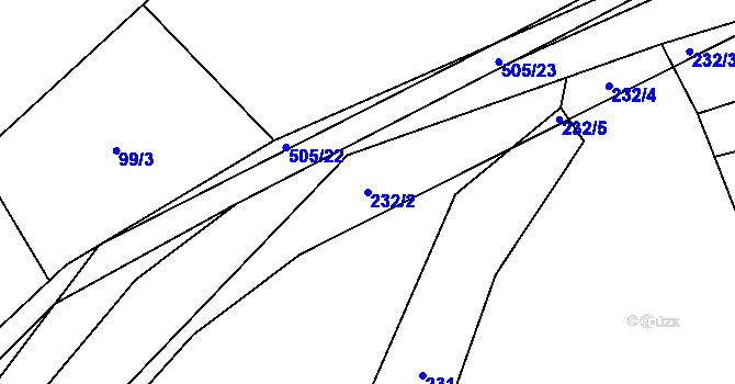 Parcela st. 232/2 v KÚ Skorotice, Katastrální mapa
