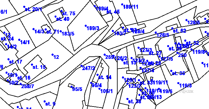 Parcela st. 259 v KÚ Skorotice, Katastrální mapa