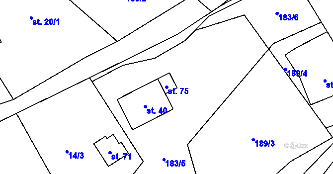 Parcela st. 75 v KÚ Skorotice, Katastrální mapa