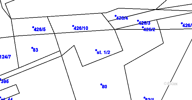 Parcela st. 1/2 v KÚ Bošín u Chocně, Katastrální mapa
