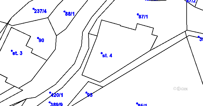 Parcela st. 4 v KÚ Bošín u Chocně, Katastrální mapa