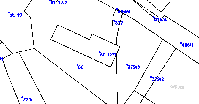 Parcela st. 12/1 v KÚ Bošín u Chocně, Katastrální mapa