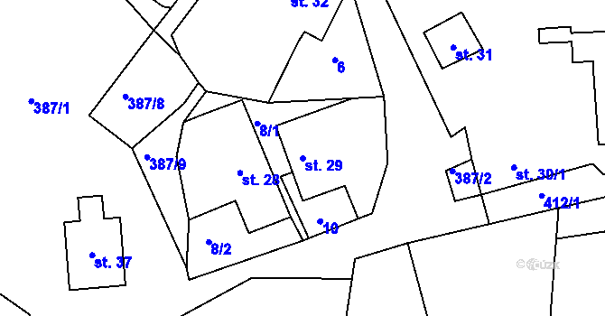 Parcela st. 29 v KÚ Bošín u Chocně, Katastrální mapa