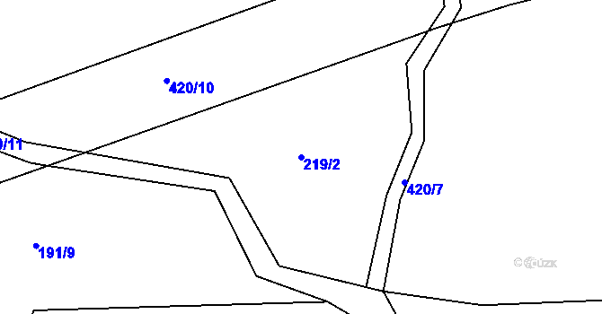 Parcela st. 219/2 v KÚ Bošín u Chocně, Katastrální mapa