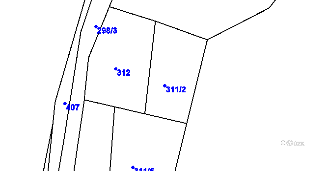 Parcela st. 311/2 v KÚ Bošín u Chocně, Katastrální mapa