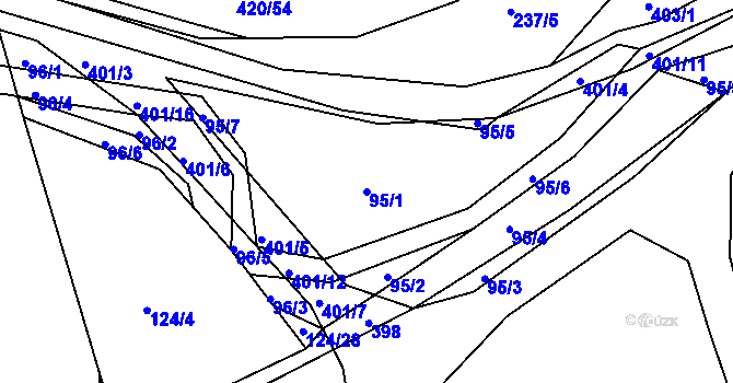 Parcela st. 95/1 v KÚ Bošín u Chocně, Katastrální mapa