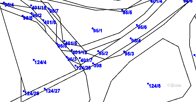 Parcela st. 95/2 v KÚ Bošín u Chocně, Katastrální mapa