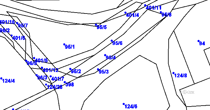 Parcela st. 95/4 v KÚ Bošín u Chocně, Katastrální mapa