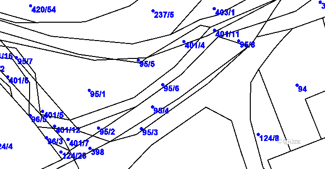 Parcela st. 95/6 v KÚ Bošín u Chocně, Katastrální mapa