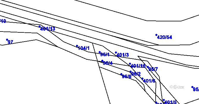 Parcela st. 96/1 v KÚ Bošín u Chocně, Katastrální mapa