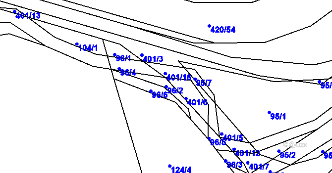 Parcela st. 96/2 v KÚ Bošín u Chocně, Katastrální mapa