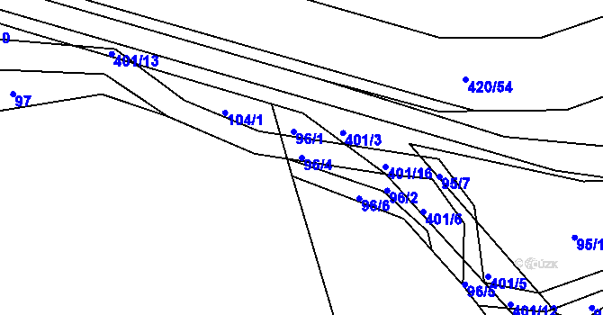 Parcela st. 96/4 v KÚ Bošín u Chocně, Katastrální mapa