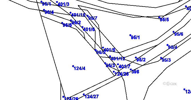 Parcela st. 96/5 v KÚ Bošín u Chocně, Katastrální mapa