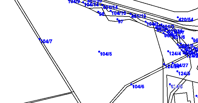 Parcela st. 104/5 v KÚ Bošín u Chocně, Katastrální mapa
