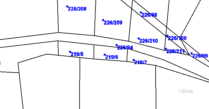 Parcela st. 219/6 v KÚ Bošín u Chocně, Katastrální mapa