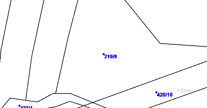 Parcela st. 219/9 v KÚ Bošín u Chocně, Katastrální mapa