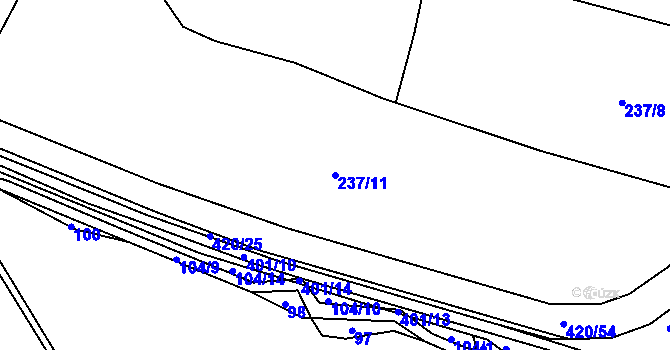 Parcela st. 237/11 v KÚ Bošín u Chocně, Katastrální mapa