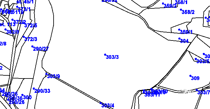 Parcela st. 303/3 v KÚ Bošín u Chocně, Katastrální mapa