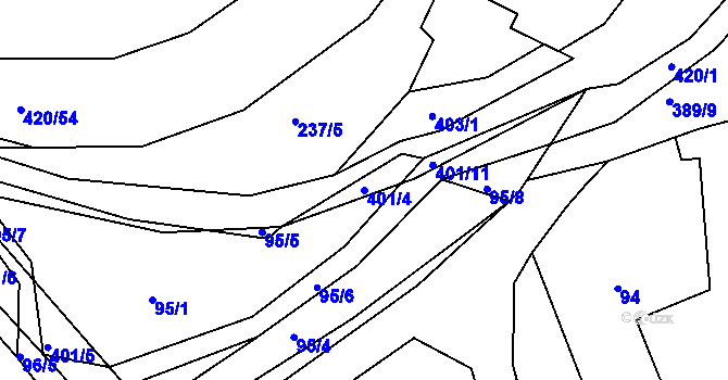Parcela st. 401/4 v KÚ Bošín u Chocně, Katastrální mapa