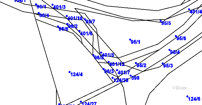 Parcela st. 401/5 v KÚ Bošín u Chocně, Katastrální mapa