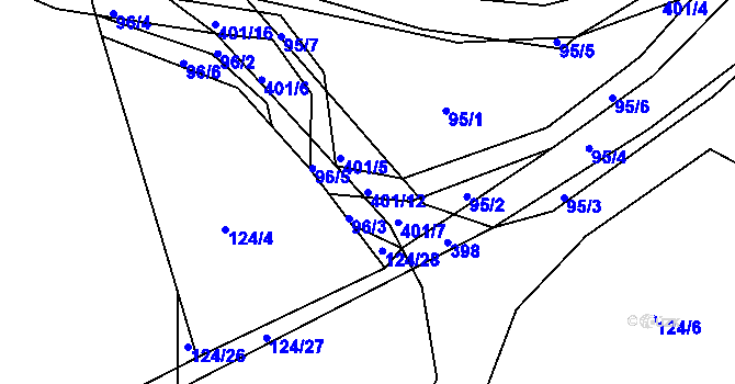 Parcela st. 401/12 v KÚ Bošín u Chocně, Katastrální mapa