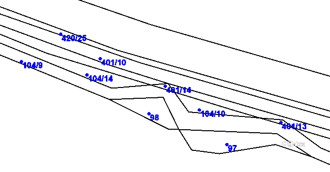 Parcela st. 401/14 v KÚ Bošín u Chocně, Katastrální mapa