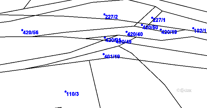 Parcela st. 401/19 v KÚ Bošín u Chocně, Katastrální mapa