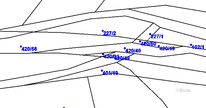 Parcela st. 420/21 v KÚ Bošín u Chocně, Katastrální mapa