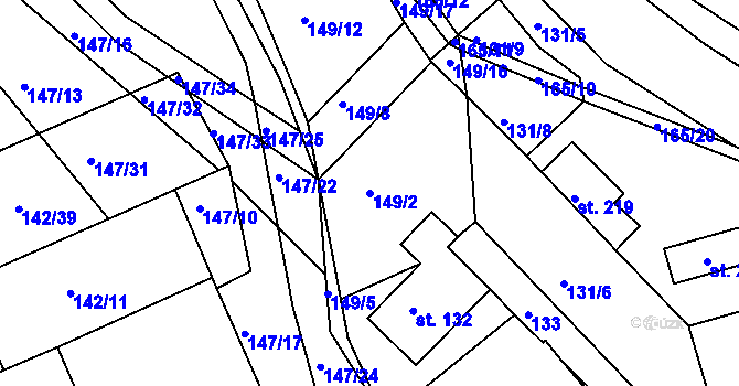 Parcela st. 149/2 v KÚ Skořenice, Katastrální mapa