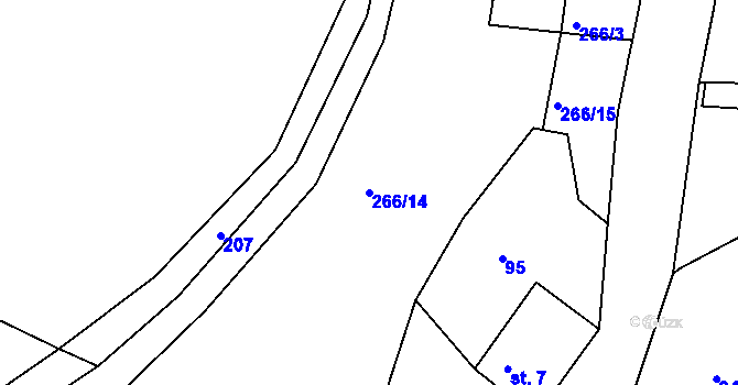 Parcela st. 266/14 v KÚ Skořenice, Katastrální mapa