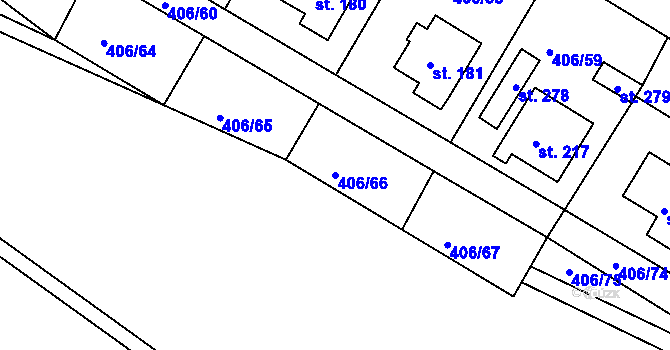 Parcela st. 406/66 v KÚ Skořenice, Katastrální mapa
