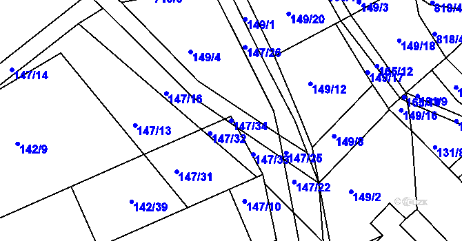 Parcela st. 147/34 v KÚ Skořenice, Katastrální mapa