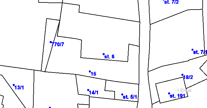 Parcela st. 6 v KÚ Skořice, Katastrální mapa