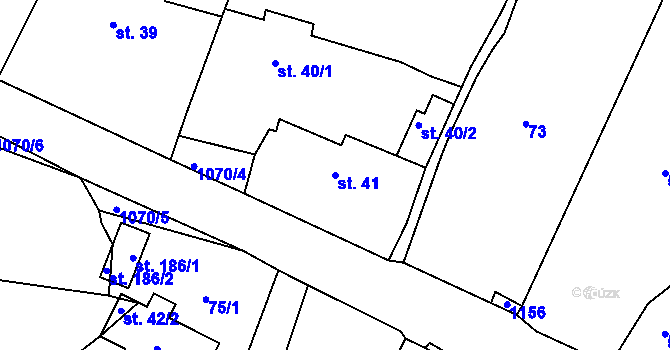 Parcela st. 41 v KÚ Skořice, Katastrální mapa