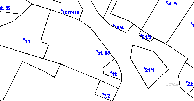 Parcela st. 68 v KÚ Skořice, Katastrální mapa