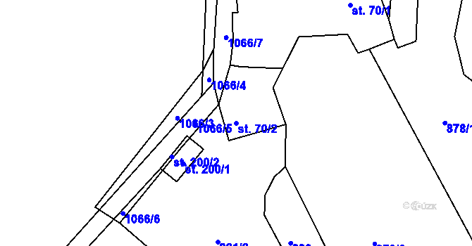 Parcela st. 70/2 v KÚ Skořice, Katastrální mapa