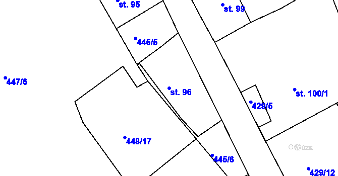 Parcela st. 96 v KÚ Skořice, Katastrální mapa