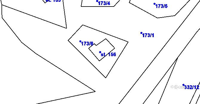 Parcela st. 156 v KÚ Skořice, Katastrální mapa
