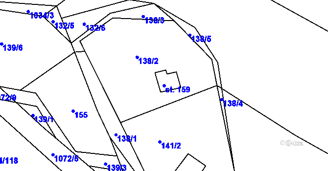 Parcela st. 159 v KÚ Skořice, Katastrální mapa
