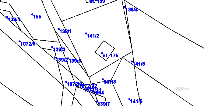 Parcela st. 175 v KÚ Skořice, Katastrální mapa
