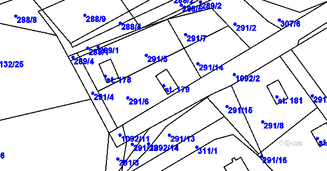 Parcela st. 179 v KÚ Skořice, Katastrální mapa