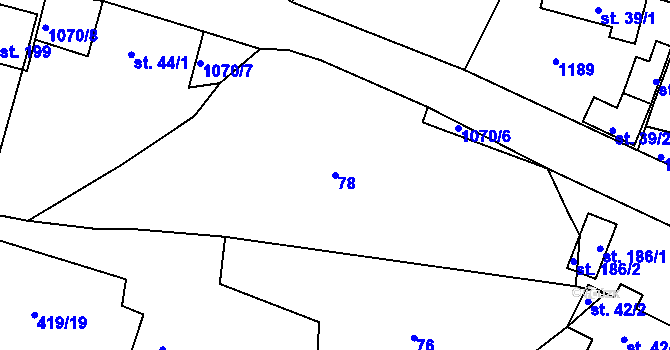 Parcela st. 78 v KÚ Skořice, Katastrální mapa