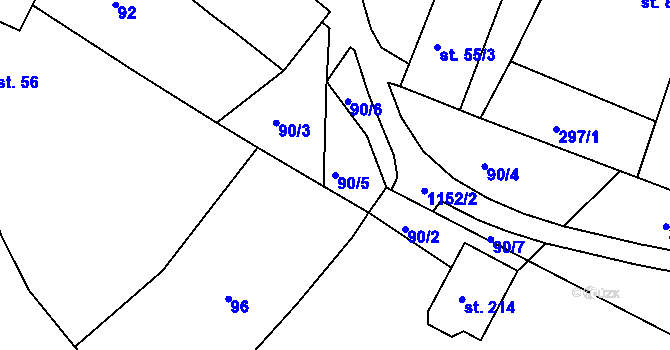 Parcela st. 90/5 v KÚ Skořice, Katastrální mapa